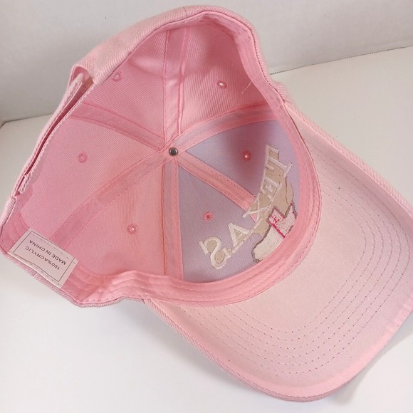 Texas Hat Baseball Cap Pink Denim Adjustable Embroidered Logo Lone Star State Tx - Picture 6 of 9